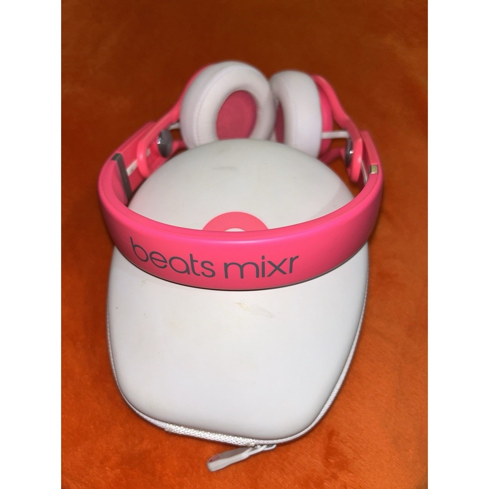 Beats By Dre Pink DJ Mixr Headphones Wired On Over Ear Foldable - Works!